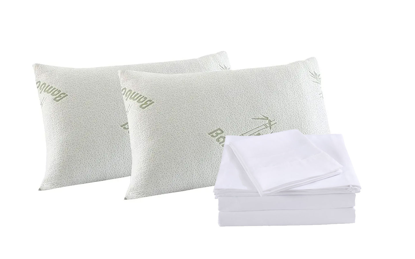 Royal Comfort 1000TC Bamboo Blend Sheet Set + 2 Bamboo Pillows | Queen | White