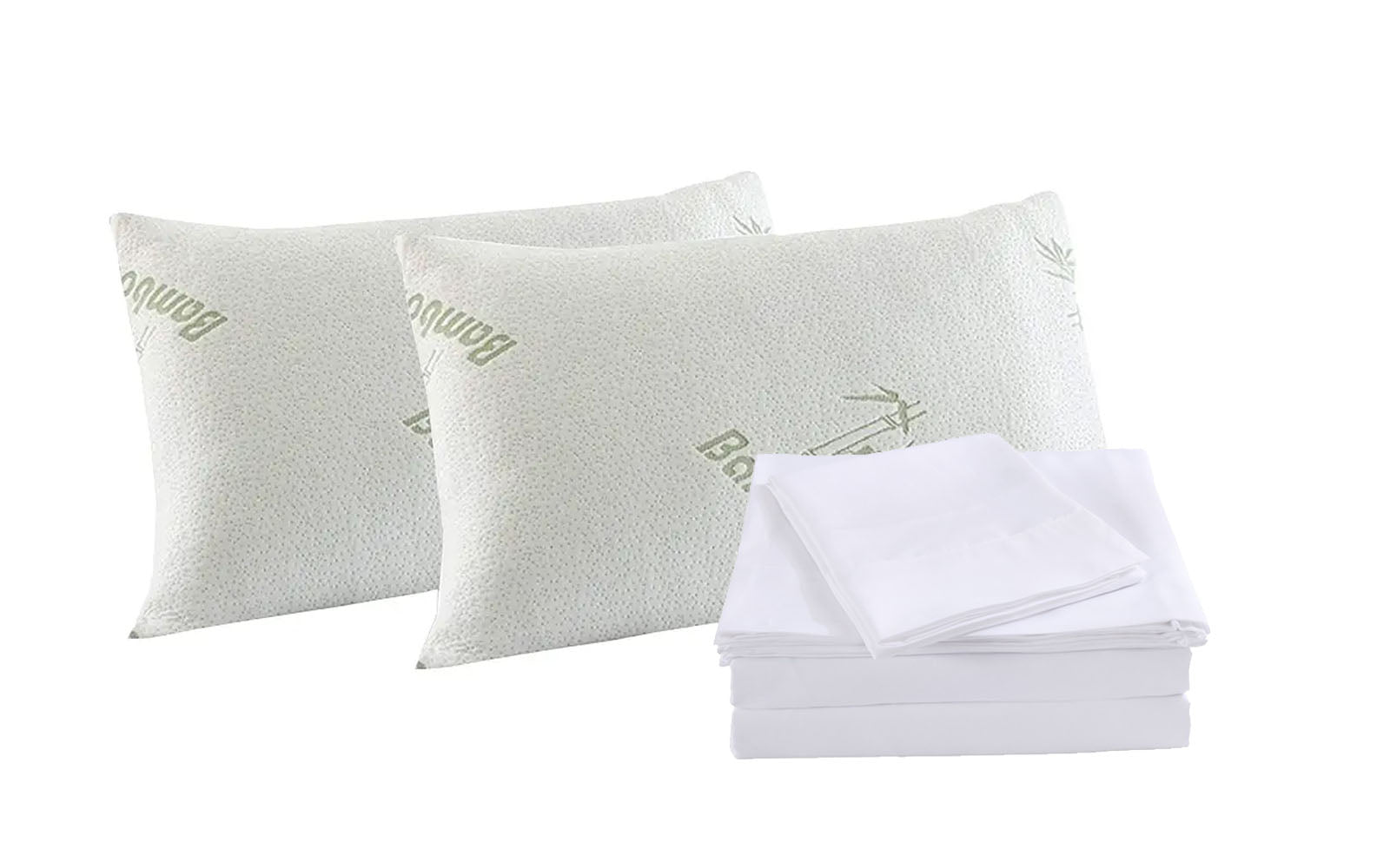 Royal Comfort 1000TC Bamboo Blend Sheet Set + 2 Bamboo Pillows | Queen | White