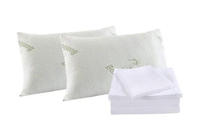 Royal Comfort 1000TC Bamboo Blend Sheet Set + 2 Bamboo Pillows | Queen | White