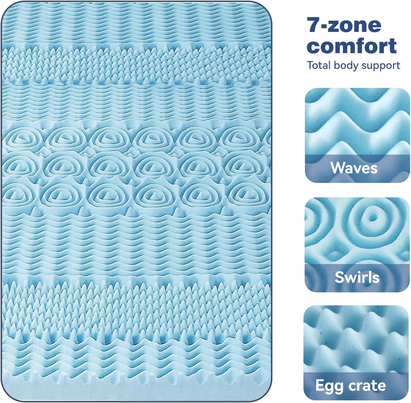 Memory Foam Mattress Topper | 7-Zone | Bamboo Cover | 8cm | Double