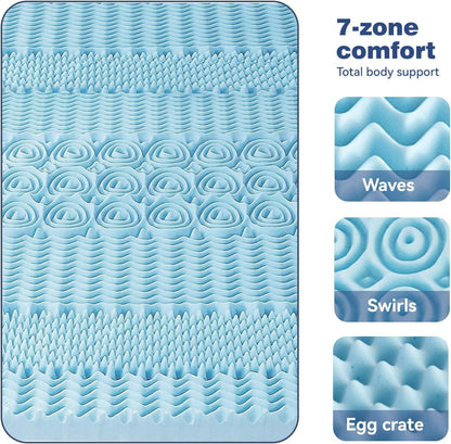 Memory Foam Mattress Topper | 7-Zone | Bamboo Cover | 8cm | Double