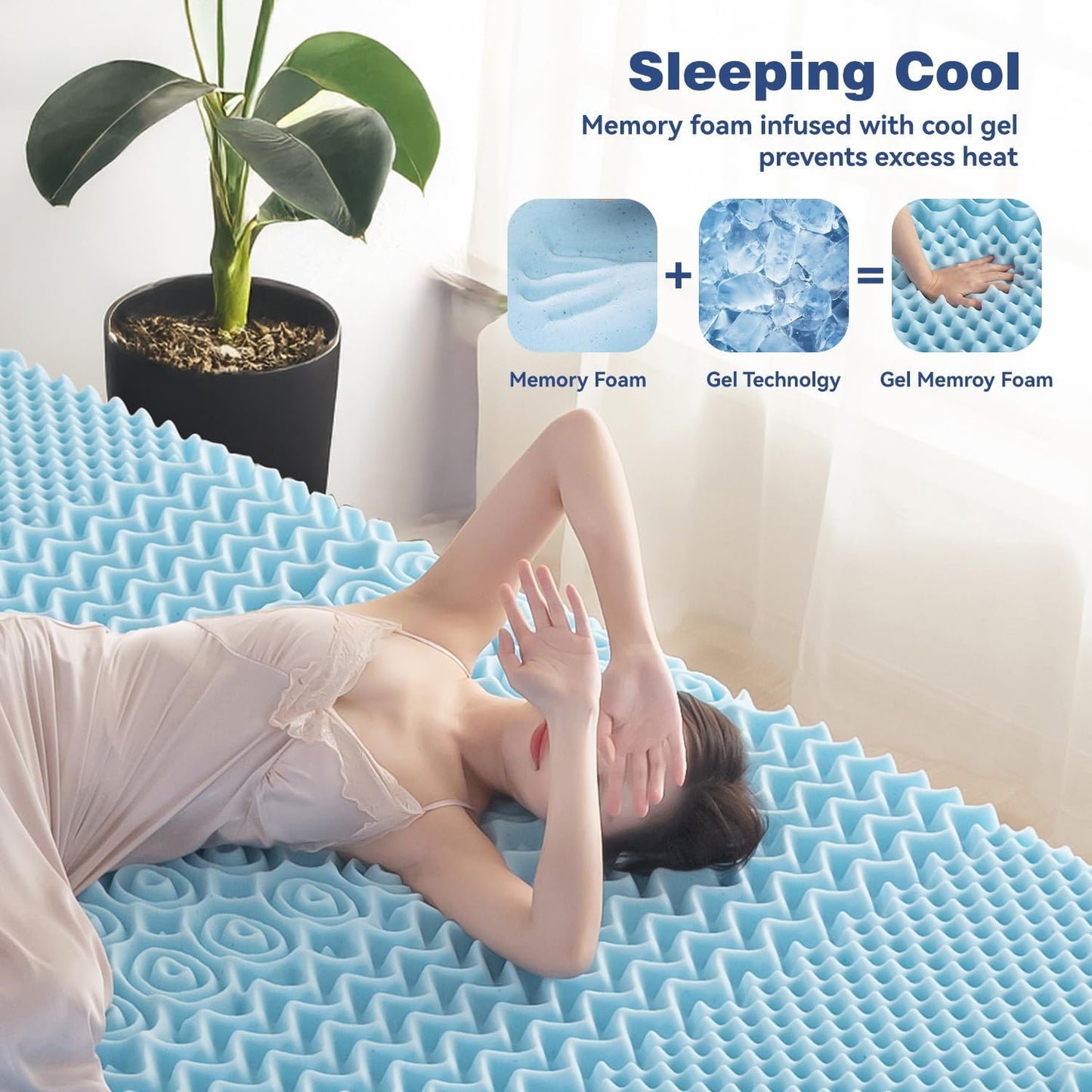 Memory Foam Mattress Topper | 7-Zone | Bamboo Cover | 8cm | Queen