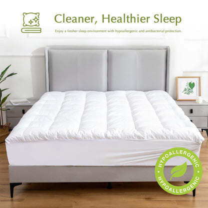 Hypoallergenic 100% Microfiber filling Mattress Topper I KING I Antibacterial Dust Mite Allergy Solutions 