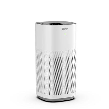 Lavish Plus ION530 air purifier side view, slim white cabinet | Dust Mite Allergy Solutions Australia