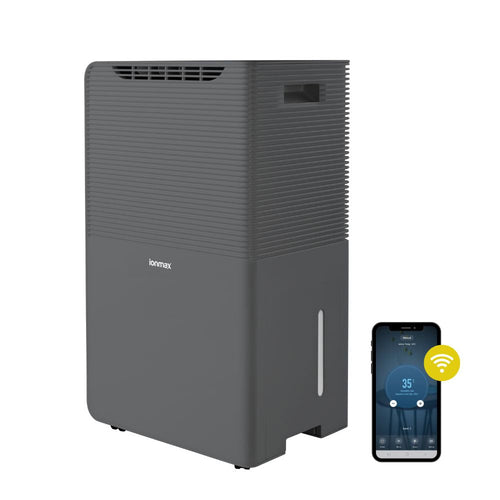 Ionmax Rhine Pro ION650 50L dehumidifier + HEPA, front view | Dust Mite Allergy Solutions Australia