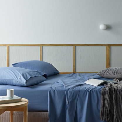 Bianca Recycled Cotton Bamboo Sheet Set | Single | Blue