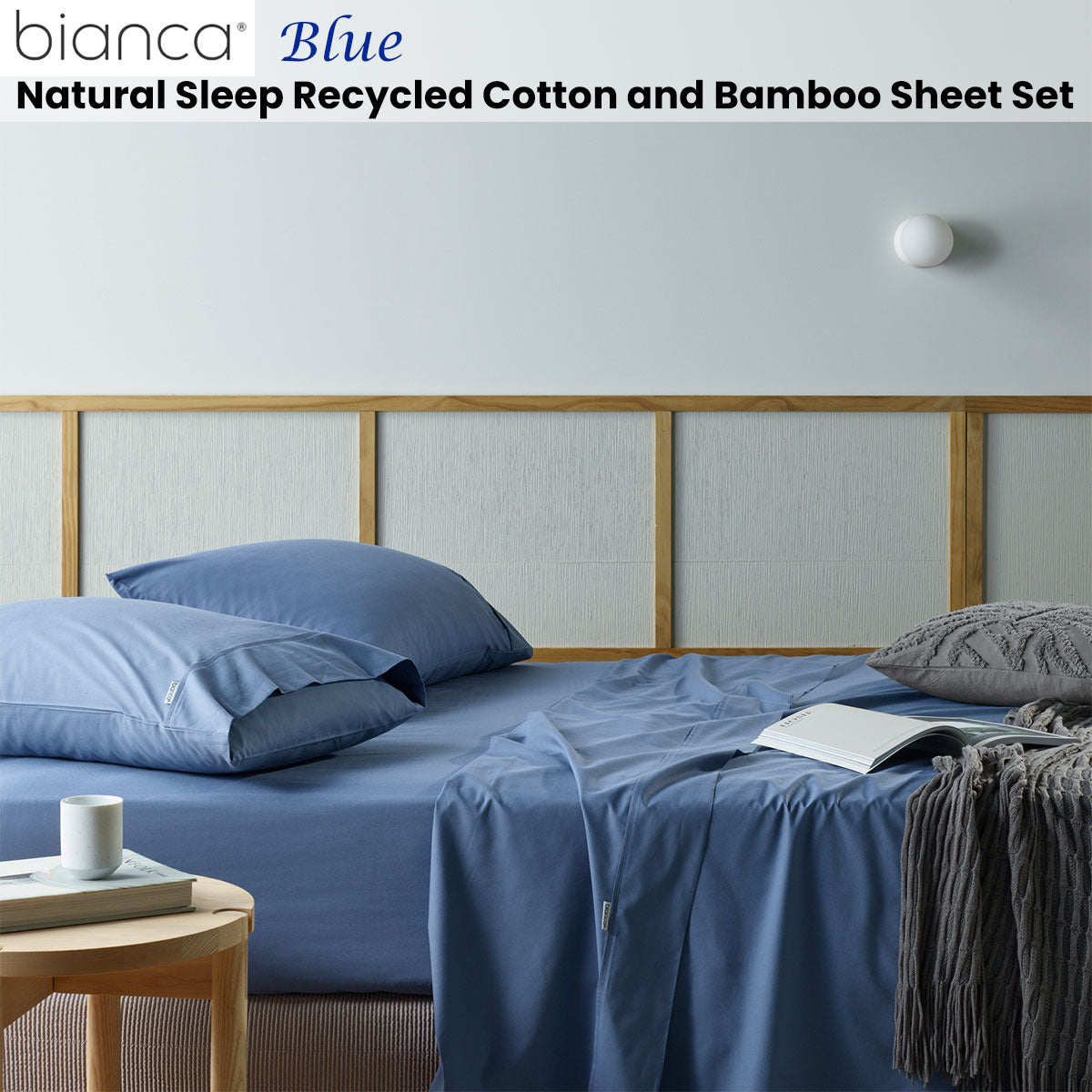 Bianca Recycled Cotton Bamboo Sheet Set | Single | Blue