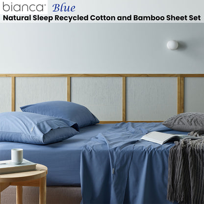 Bianca Recycled Cotton Bamboo Sheet Set | Single | Blue
