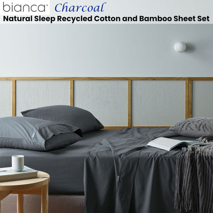 Bianca Recycled Cotton Bamboo Sheet Set | Double | Charcoal