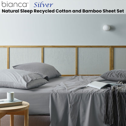 Bianca | Recycled Cotton Bamboo Sheet Set | Single | Silver