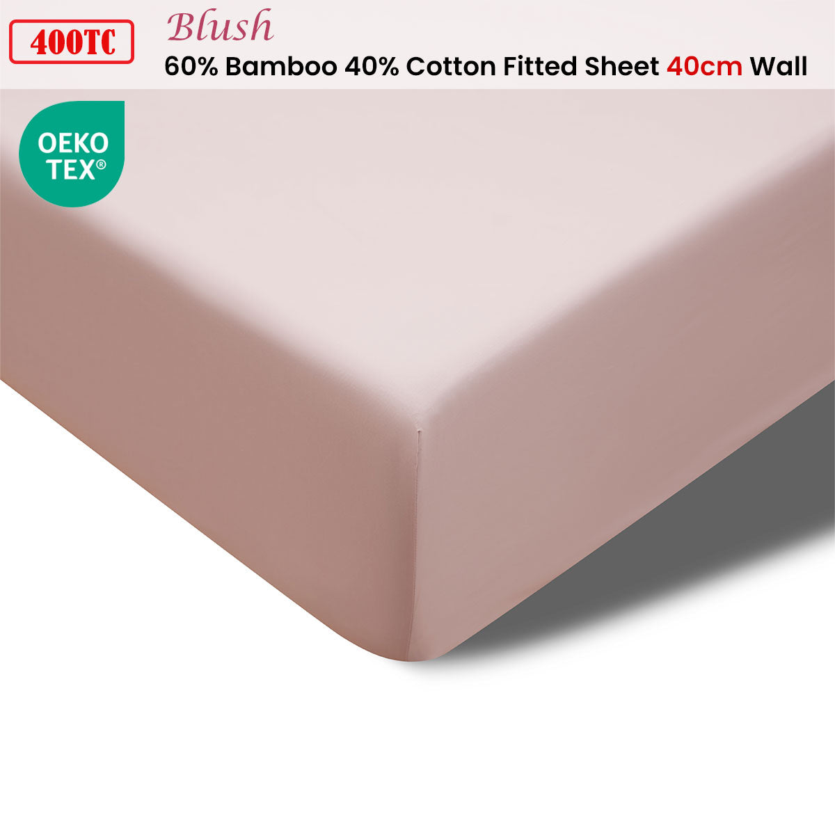 Accessorize 400TC Bamboo Cotton Fitted Sheet | King | Blush