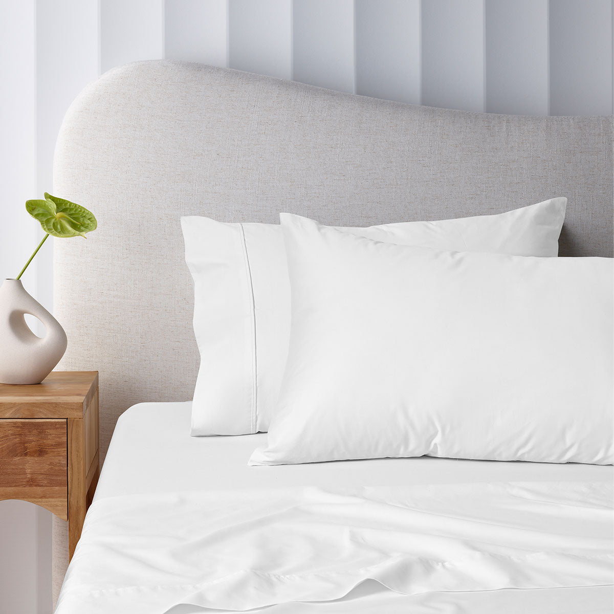 Accessorize 400TC Bamboo Cotton Sheet Set | Double | White