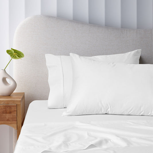 Accessorize 400TC Bamboo Cotton Sheet Set | Double | White