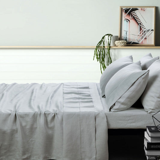 100% Linen Sheet Set I  KING I Dove Grey 