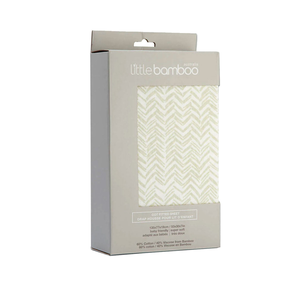 Little Bamboo Jersey Fitted Sheet Cot Size Herringbone Whisper - Dust Mite Allergy Solutions