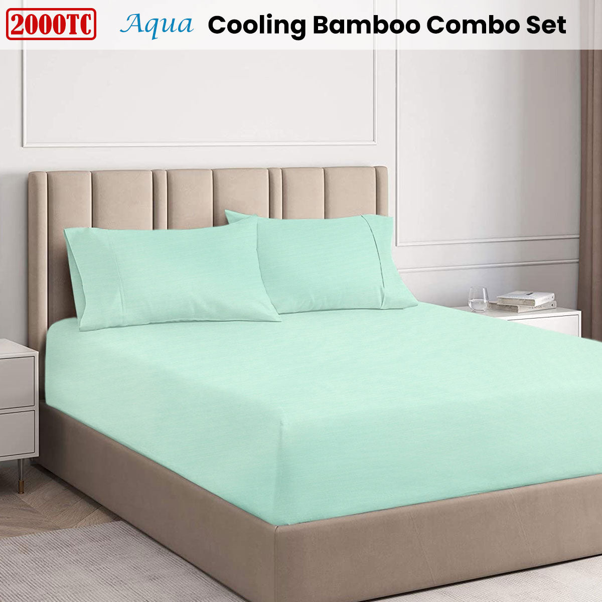 Ramesses 2000TC Cooling Bamboo Combo Set | King | Aqua