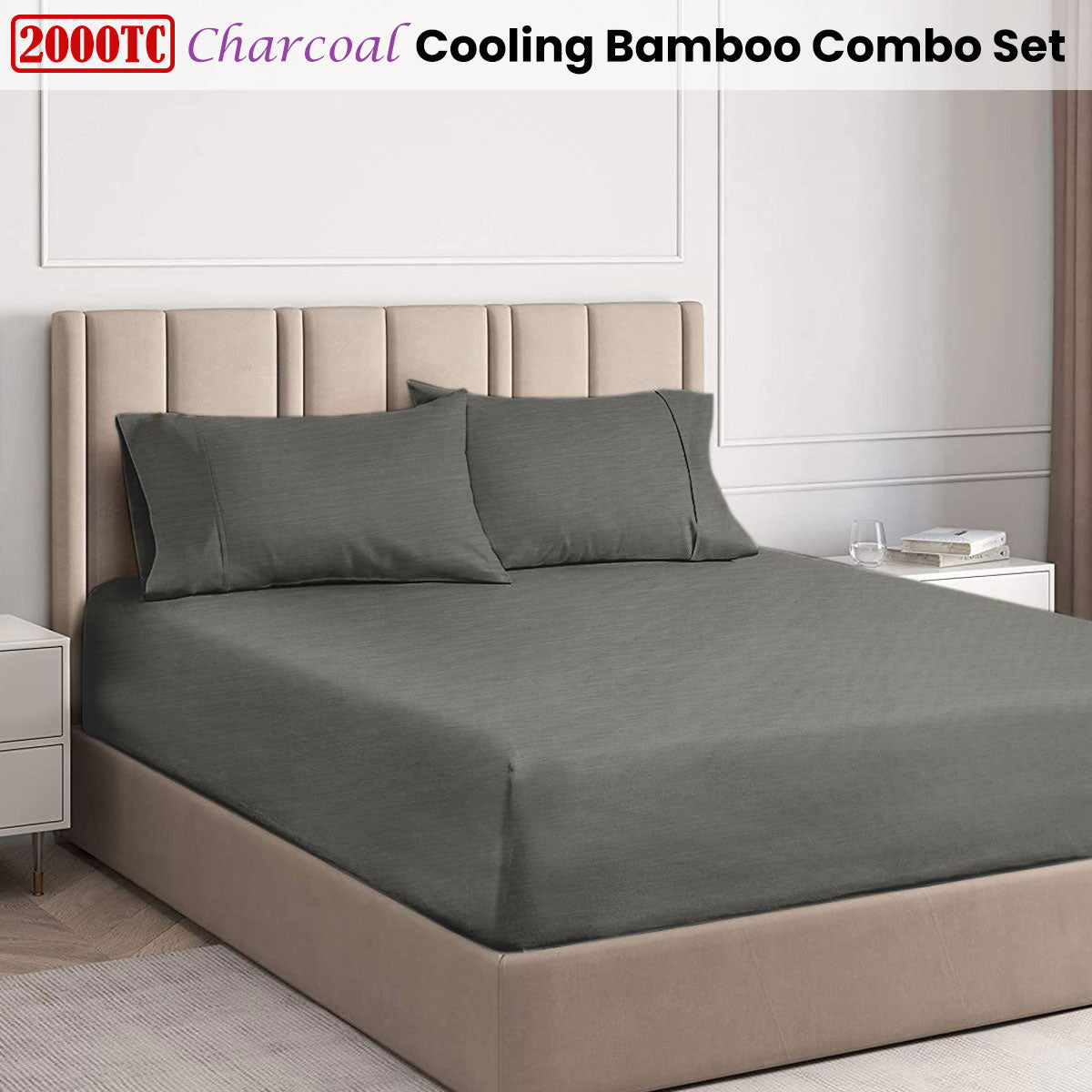 Ramesses 2000TC Cooling Bamboo Combo Set | King | Charcoal