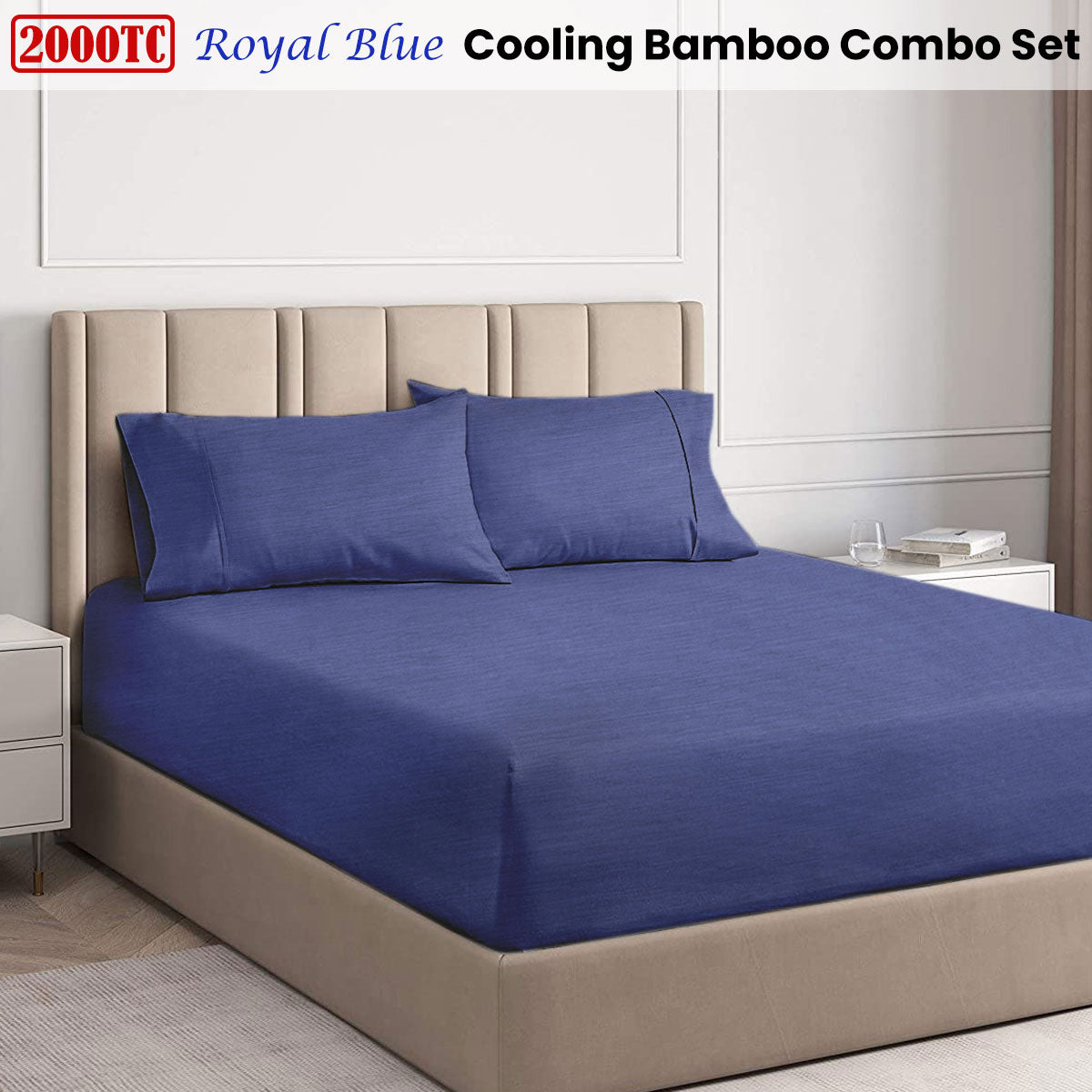 Ramesses 2000TC Cooling Bamboo Combo Set | Queen | Royal Blue