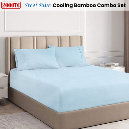 Ramesses | Cooling Bamboo Combo Set | 2000TC | King | Steel Blue
