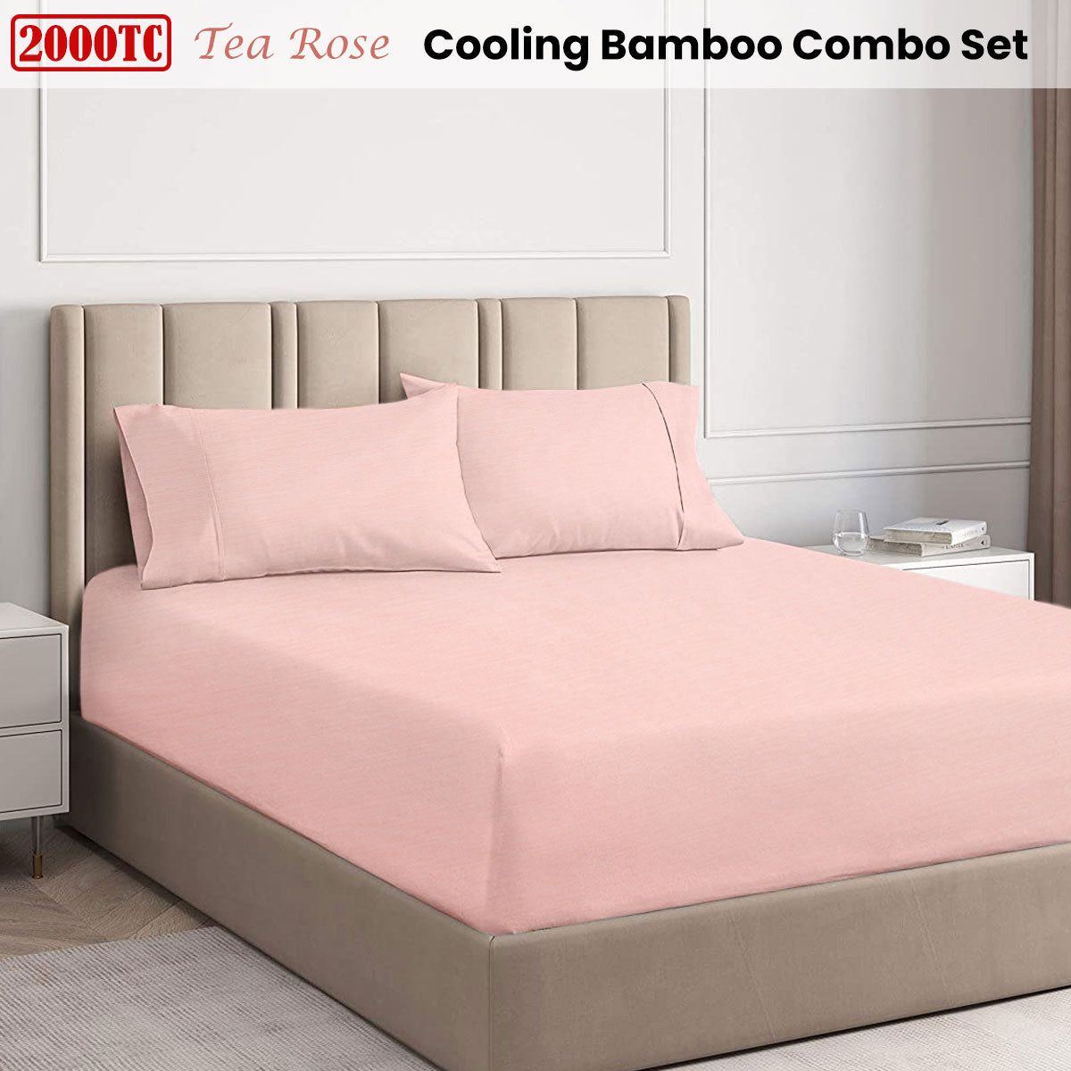 Ramesses 2000TC Cooling Bamboo Combo Set | Queen | Tea Rose
