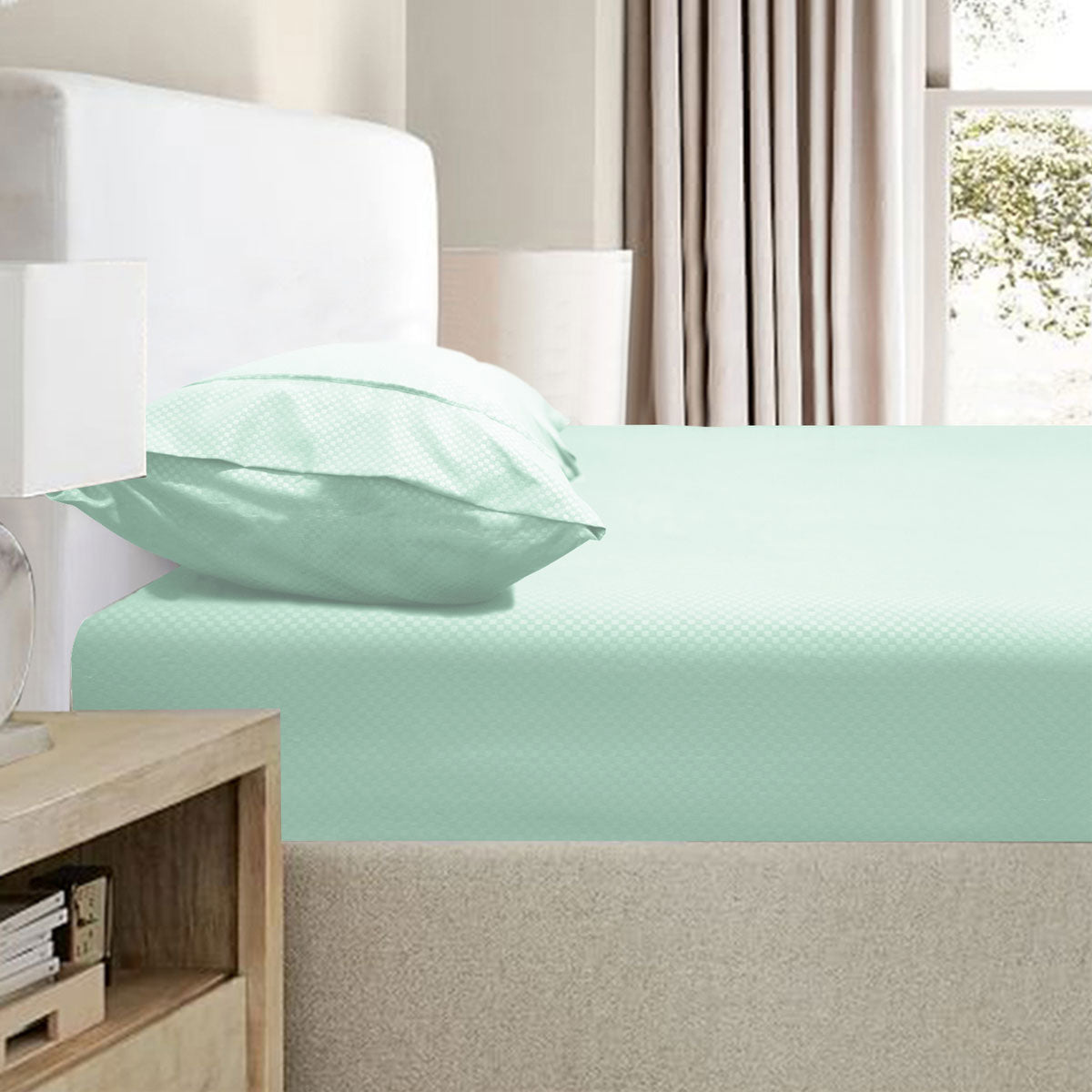Ramesses 2000TC Bamboo Embossed Fitted Sheet Combo Set | King | Aqua