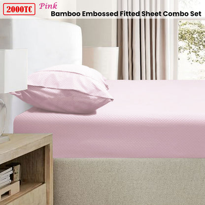 Ramesses | Bamboo Embossed Combo Set | 2000TC | King | Pink