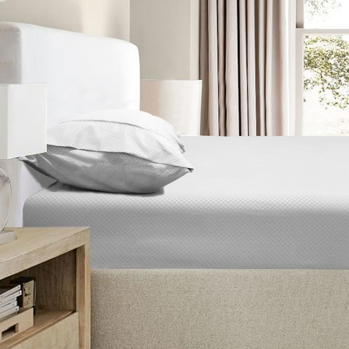 Ramesses 2000TC Bamboo Embossed Fitted Sheet Combo Set | King | Silver
