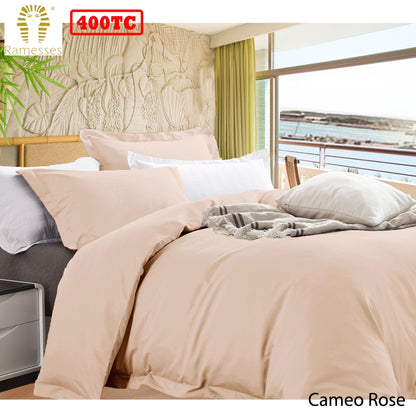 Ramesses 400TC Bamboo Cotton Quilt Cover Set | Queen | Cameo Rose