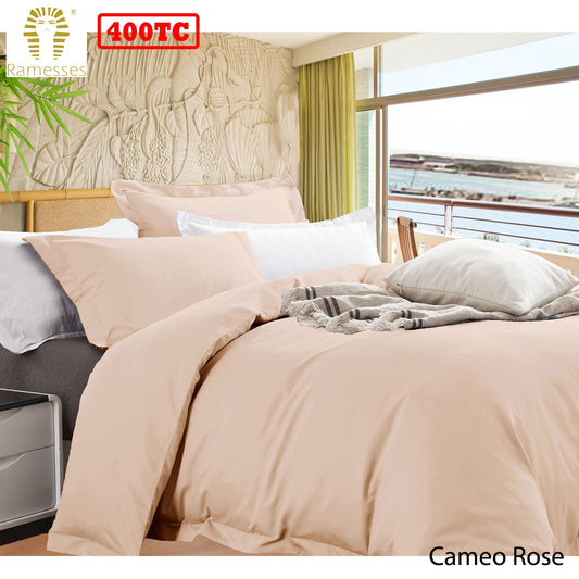 Ramesses 400TC Bamboo Cotton Quilt Cover Set | Queen | Cameo Rose