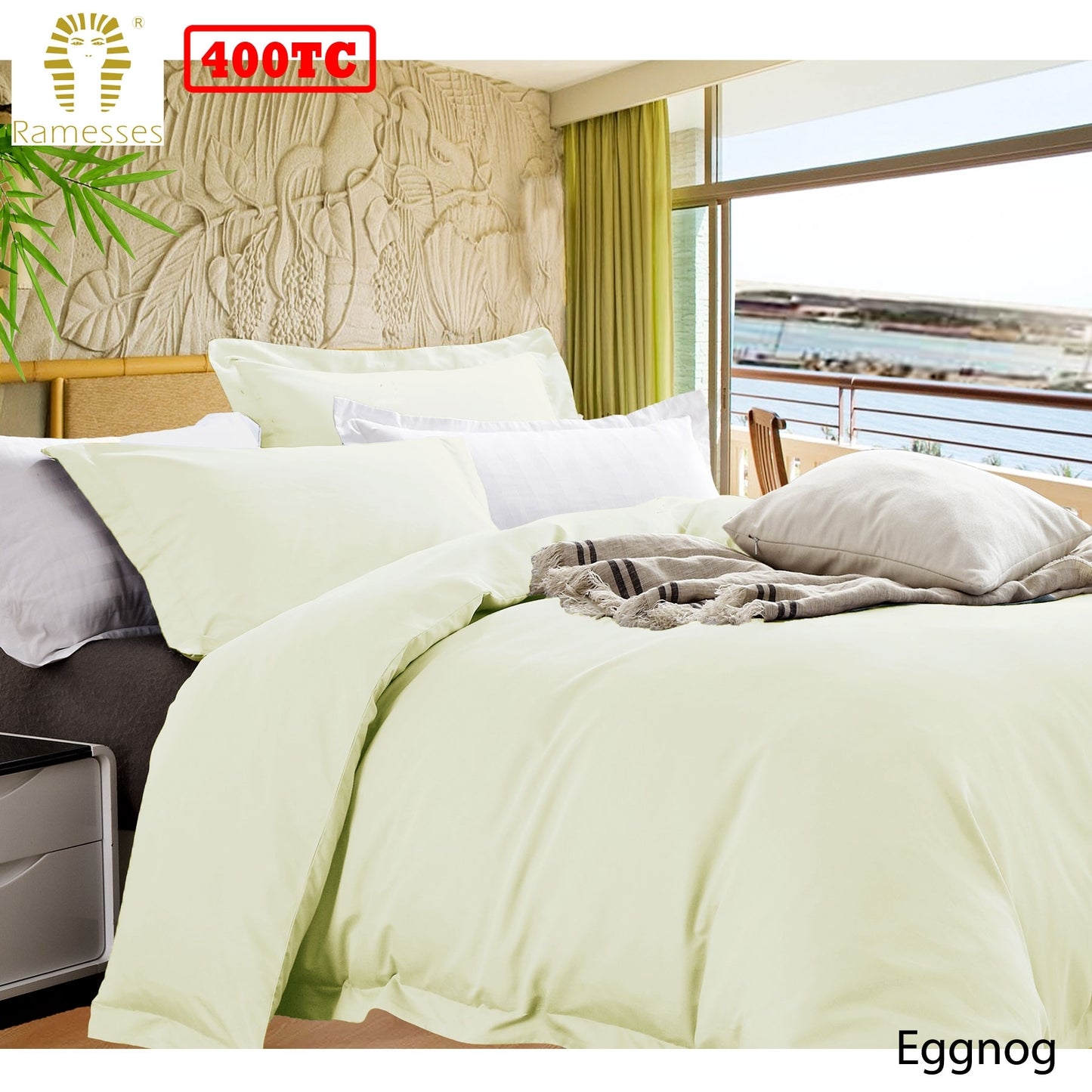 Ramesses 400TC Bamboo Cotton Quilt Cover Set | Queen | Eggnog