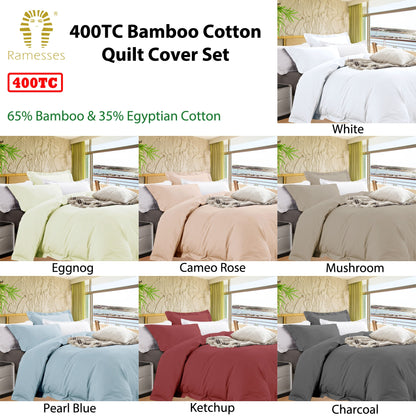 Ramesses 400TC Bamboo Cotton Quilt Cover Set | Queen | Eggnog