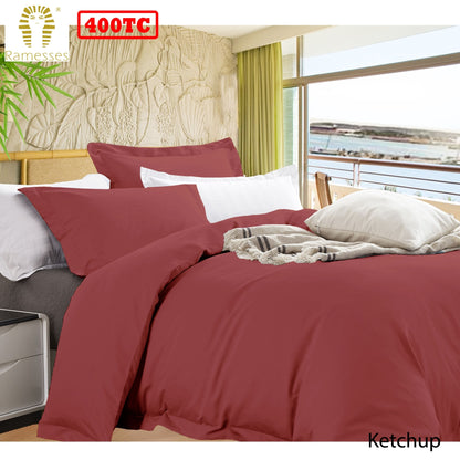 Ramesses 400TC Bamboo Cotton Quilt Cover Set | Queen | Ketchup