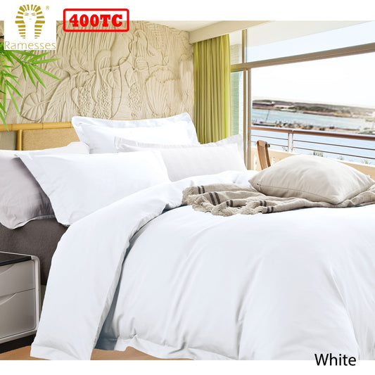 Ramesses 400TC Bamboo Cotton Quilt Cover Set | Queen | White