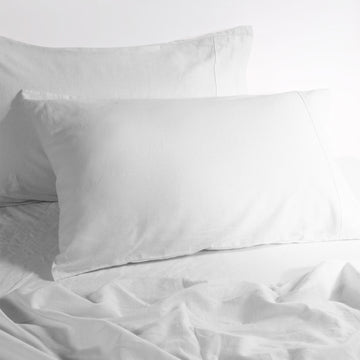 Luxurious Linen-Cotton Blend Sheet Set I King Single I White