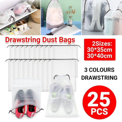 25PCS Portable Travel Shoe Bags Sport Storage Pouch Drawstring Dust Organizer - Brown-30*35cm