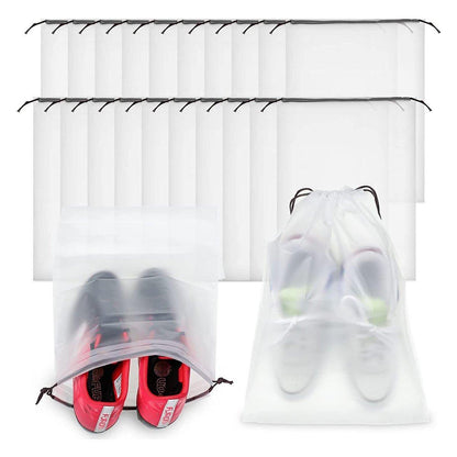 25PCS Portable Travel Shoe Bags Sport Storage Pouch Drawstring Dust Organizer - White-30*35cm