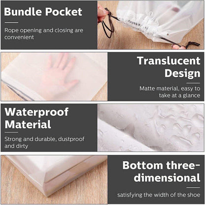 25PCS Portable Travel Shoe Bags Sport Storage Pouch Drawstring Dust Organizer - White-30*35cm