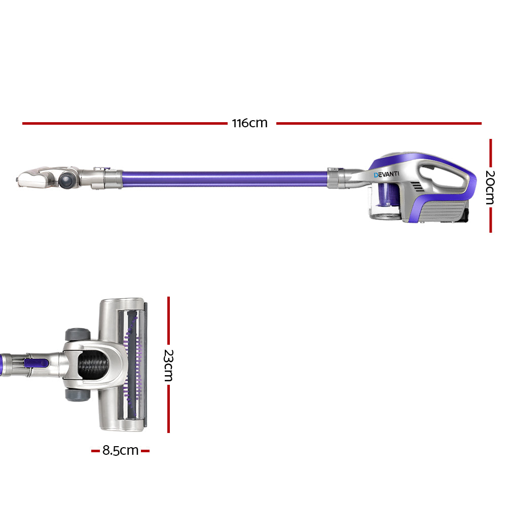 Measurement chart of a vacuum cleaner with dimensions on a white background