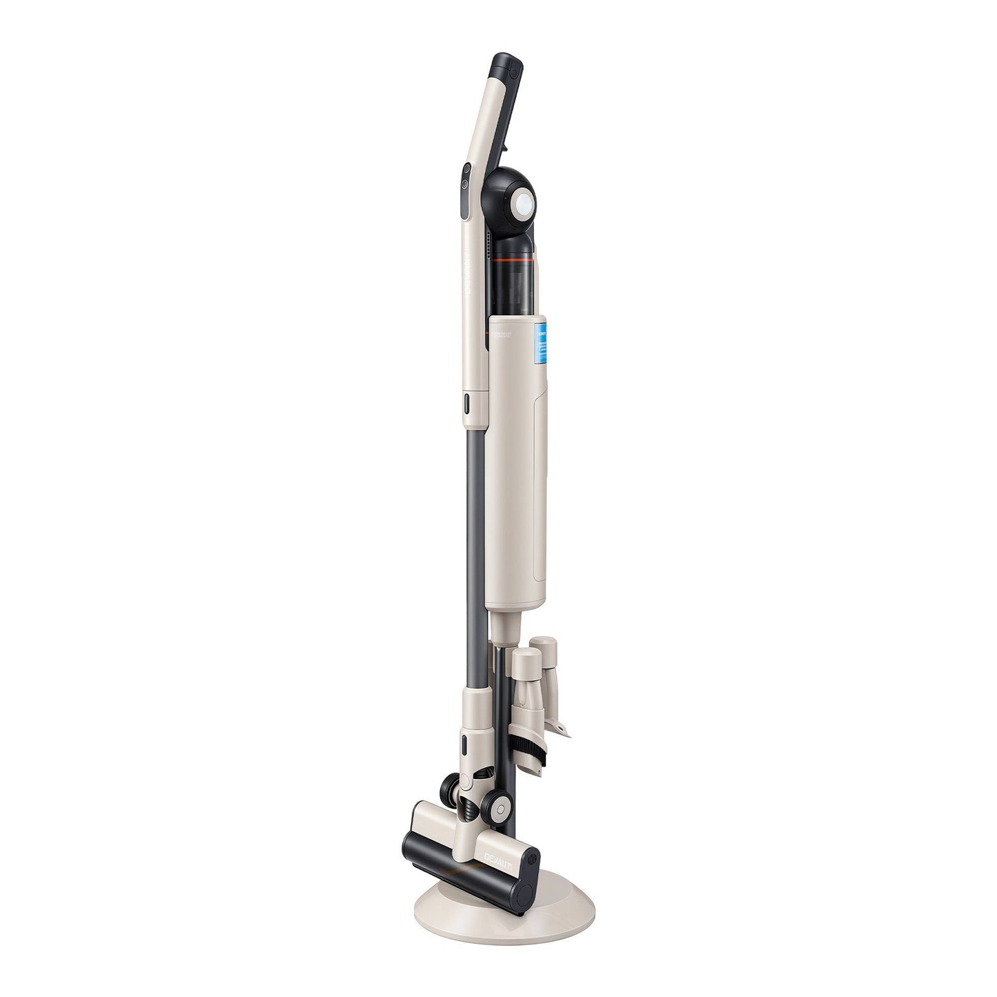 White and black vacuum cleaner on a white background