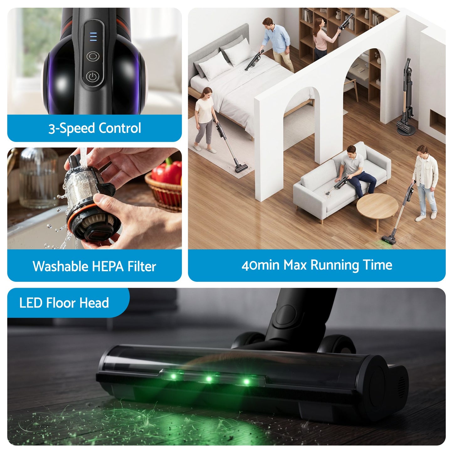Devanti HEPA Vacuum with Auto-Empty Dust Station — 40-Min Runtime | AU