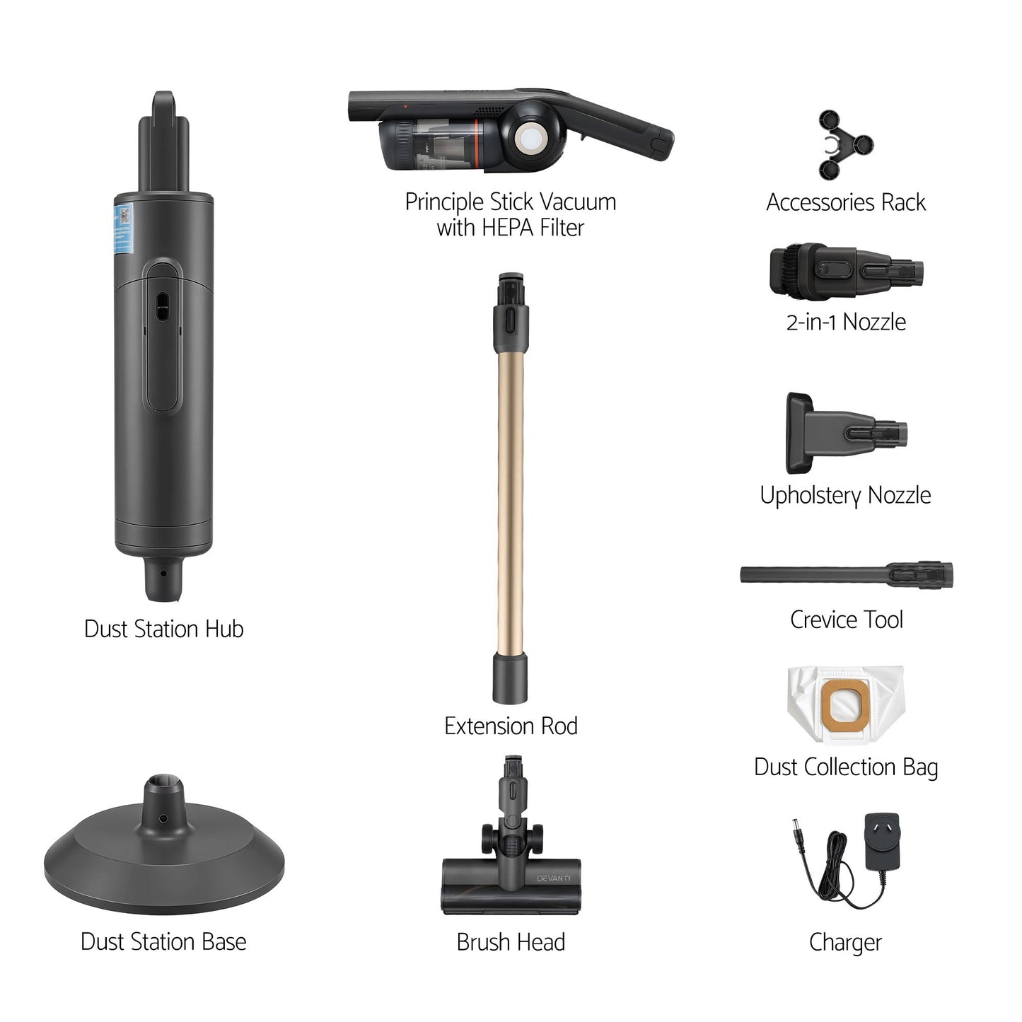 Devanti HEPA Vacuum with Auto-Empty Dust Station — 40-Min Runtime | AU