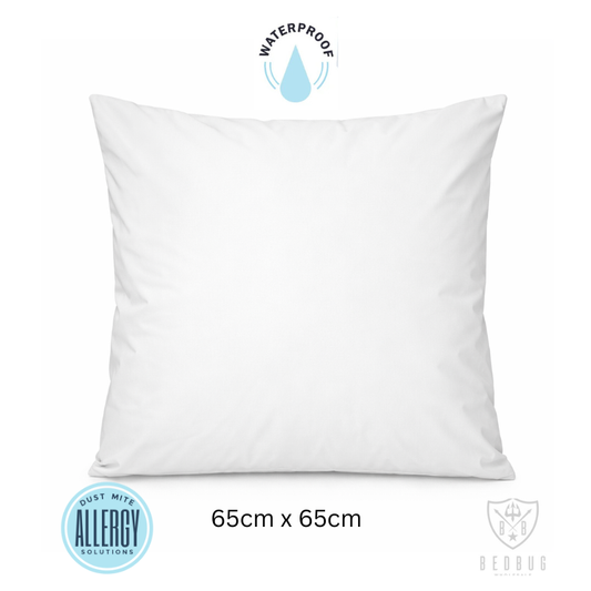 Waterproof Dust Mite Allergy Euro Pillow Protector 65x65 cm | Zipper Closure