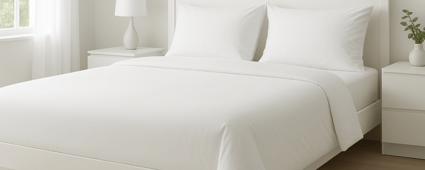 White bedding set oWaterproof duvet cover for King bed – allergy-friendly barrier material – Dust Mite Allergy Solutions Australia