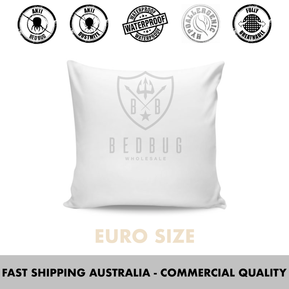 100% Cotton Dust Mite Allergy Euro Pillow Protector | Zipper Closure