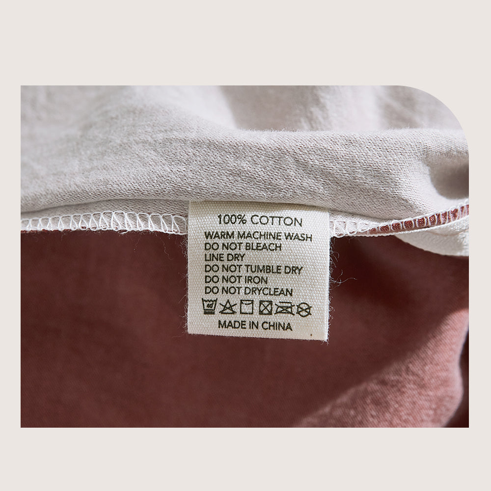 100% Washed Cotton Quilt Cover Set Cotton Duvet - Single Red Beige