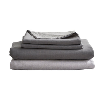 Hypoallergenic Washed Cotton Sheet Set I Double I Grey  I Dust Mite Allergy Solutions Australia