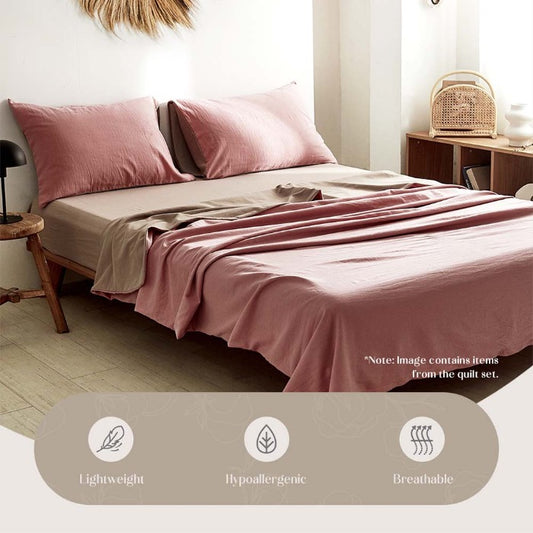 Hypoallergenic Cotton Sheet Set I Double I Pink Brown