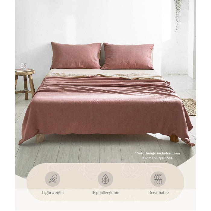 Hypoallergenic Cotton Sheets I Single I Red Beige I Dust MIte Allergy Solutions Australia
