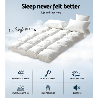 King Single Mattress Topper Bamboo Fibre Pillowtop Protector Giselle 