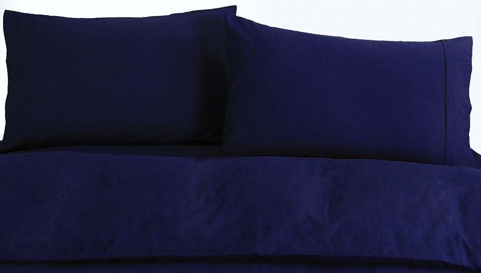 100% Egyptian Cotton Vintage Washed 500TC Navy Blue Double Quilt Cover Set